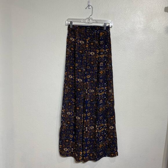 Forever 21 Navy Boho High Waist Wide Leg Pants Sz XS - Picture 1 of 10